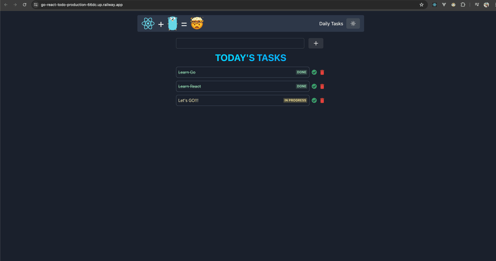 Go React Todo App